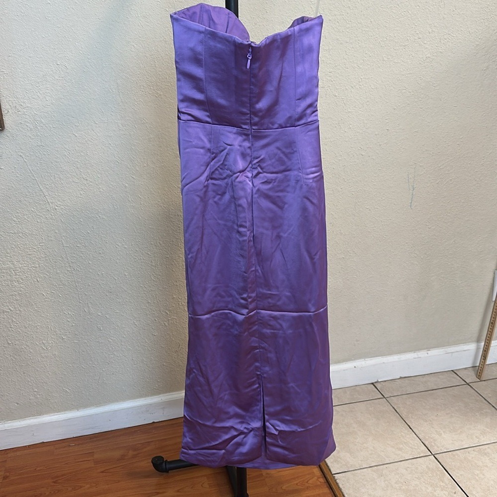 House of CB SANTANA VIOLET SATIN STRAPLESS CORSET MIDI DRESS NWOT size M - Picture 7 of 13